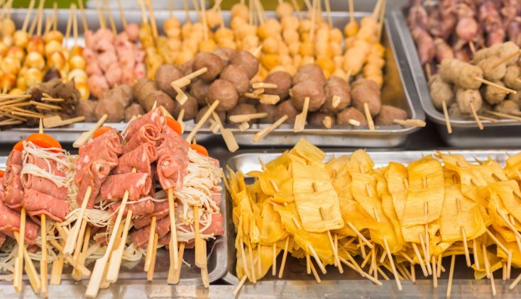 A variety of street food.