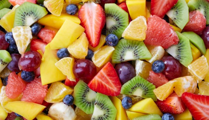 An assortment of fresh cut up fruit